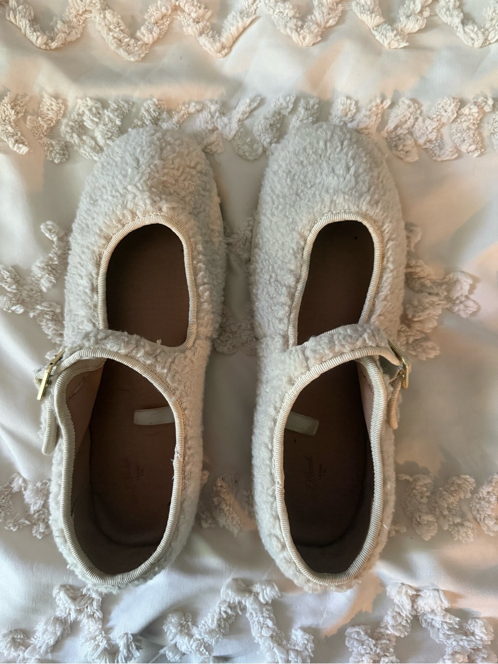 Universal Thread Cream Sherpa Mary Jane Flats with Buckle
